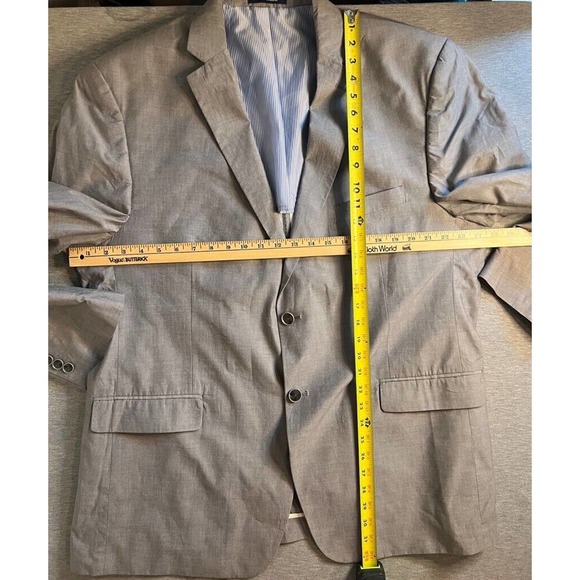 Alan Flusser Mens Two Button Suit‎ Jacket Gray Lined Single-Breasted Notch 48R - Picture 4 of 8